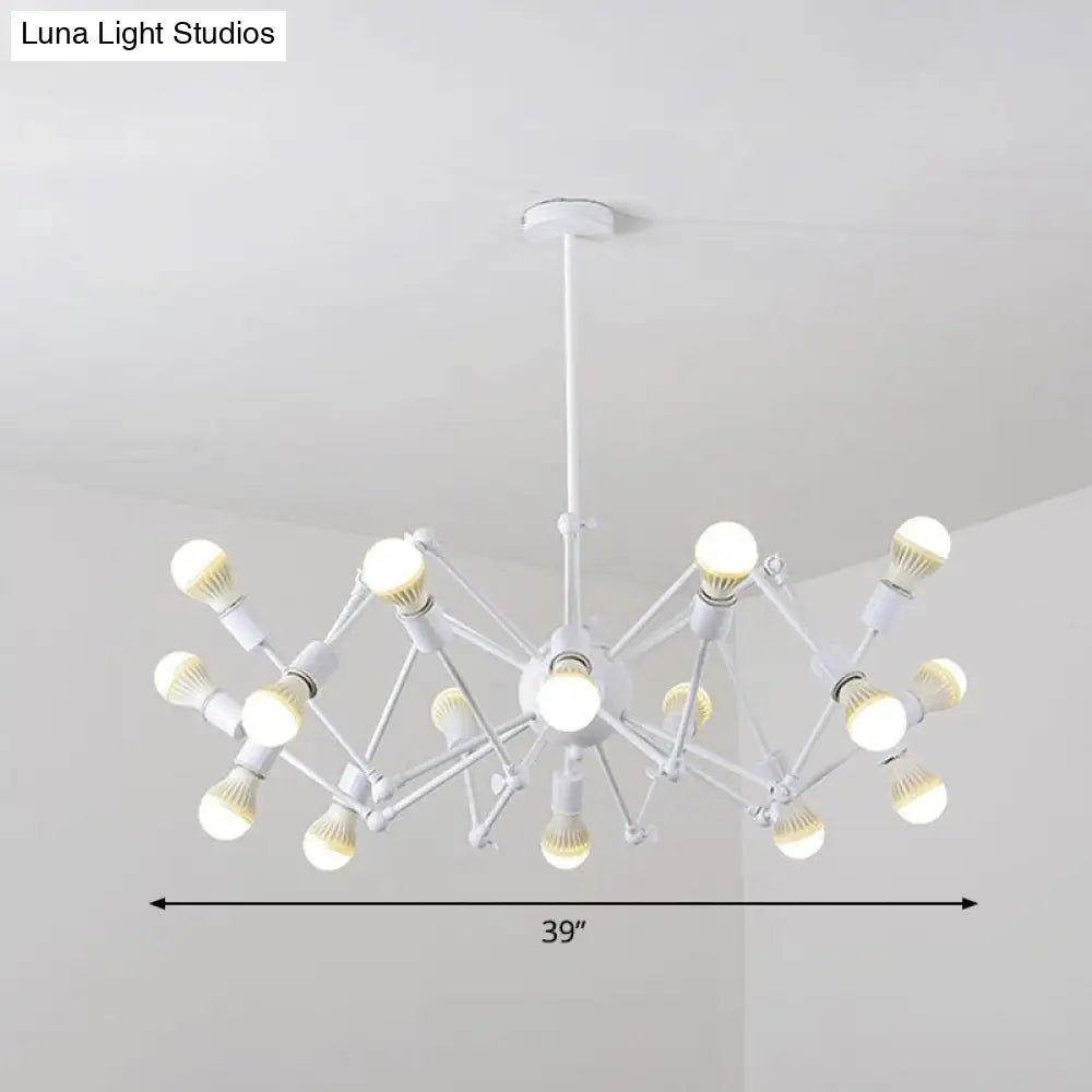 Nordic Swing Arm Pendant Chandelier with Open Bulb Design