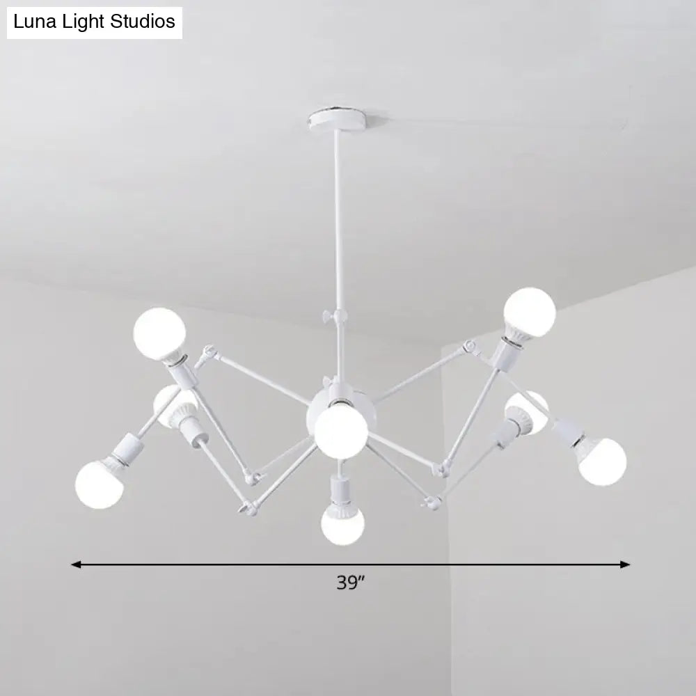 Nordic Swing Arm Pendant Chandelier with Open Bulb Design