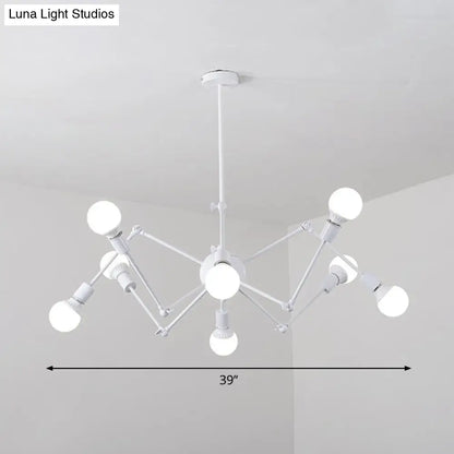 Nordic Swing Arm Pendant Chandelier with Open Bulb Design