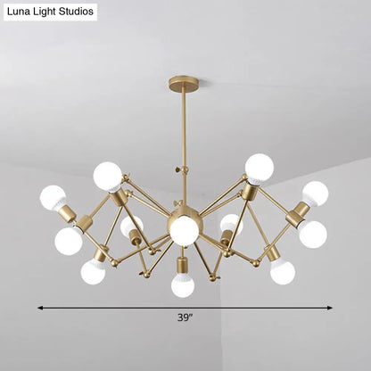 Nordic Swing Arm Pendant Chandelier with Open Bulb Design