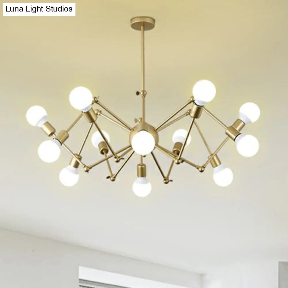 Nordic Swing Arm Pendant Chandelier with Open Bulb Design