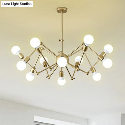 Nordic Swing Arm Pendant Chandelier with Open Bulb Design