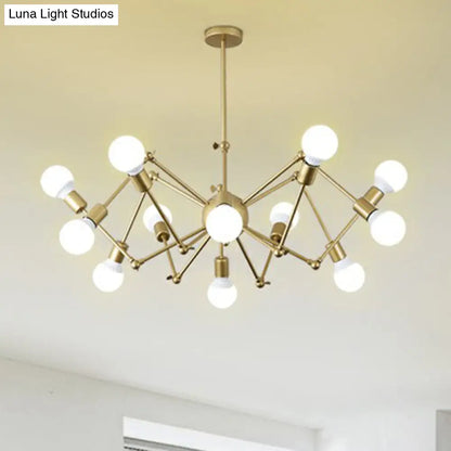 Nordic Swing Arm Pendant Chandelier with Open Bulb Design