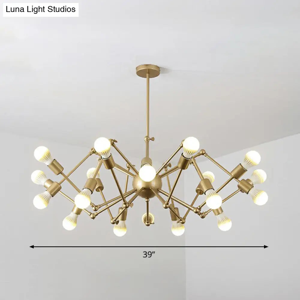 Nordic Swing Arm Pendant Chandelier with Open Bulb Design