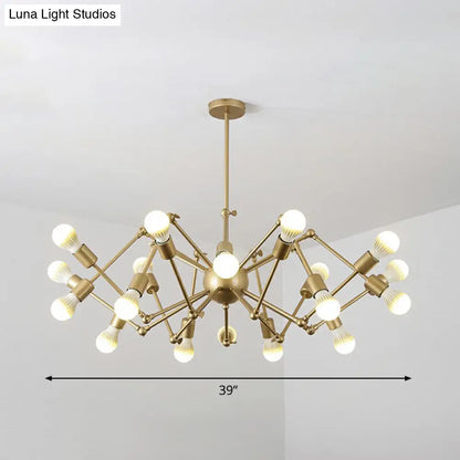 Nordic Swing Arm Pendant Chandelier with Open Bulb Design