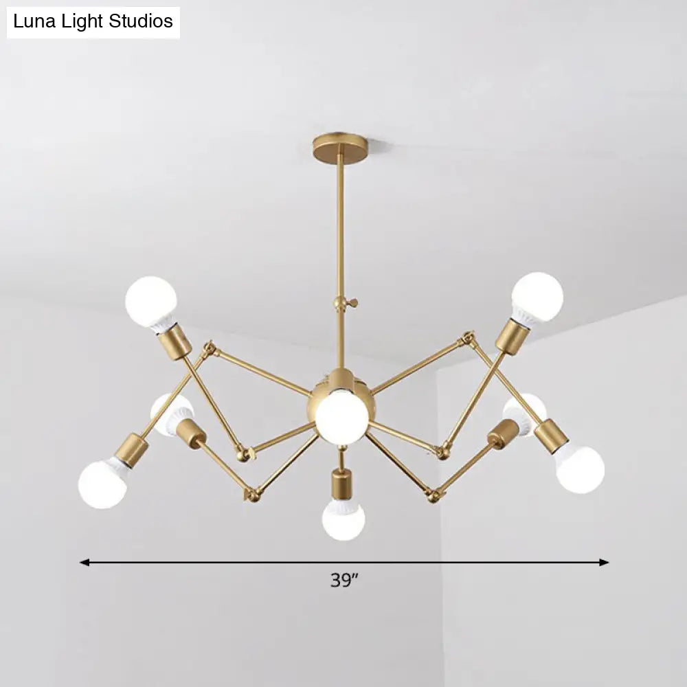 Nordic Swing Arm Pendant Chandelier with Open Bulb Design