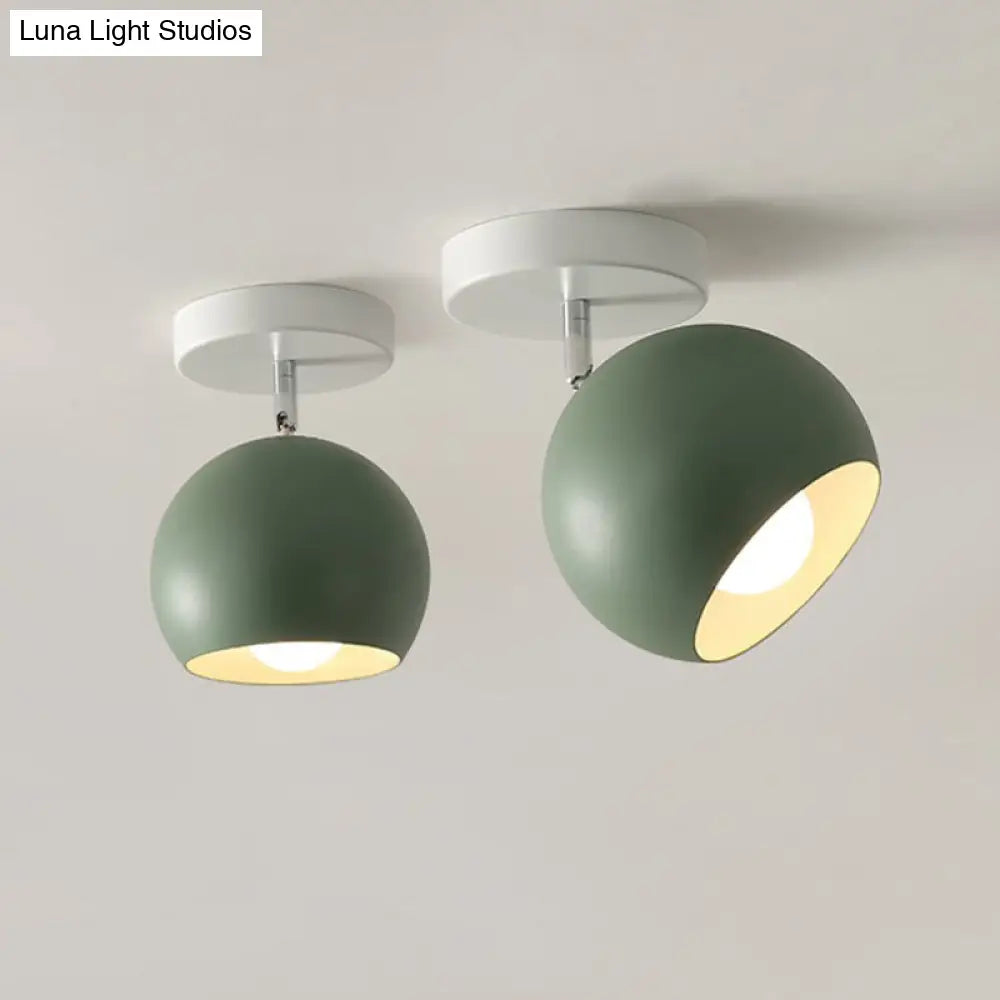 DecorBites™ DecorBites™ Nordic Swivel Dome Metal Flush Light - Green Semi Flush Ceiling Light for Corridor