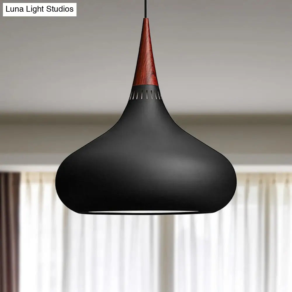 Nordic Teardrop Pendant Lighting - 8"/11"/12"W - Metal - 1 Light - Black/White/Pink