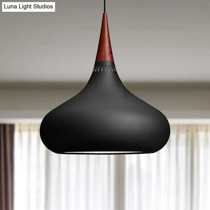 Nordic Teardrop Pendant Lighting - 8"/11"/12"W - Metal - 1 Light - Black/White/Pink