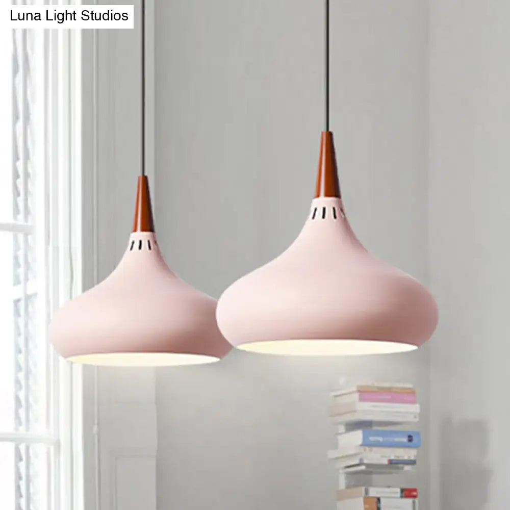 Nordic Teardrop Pendant Lighting - 8"/11"/12"W - Metal - 1 Light - Black/White/Pink