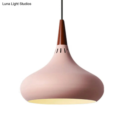 Nordic Teardrop Pendant Lighting - 8"/11"/12"W - Metal - 1 Light - Black/White/Pink