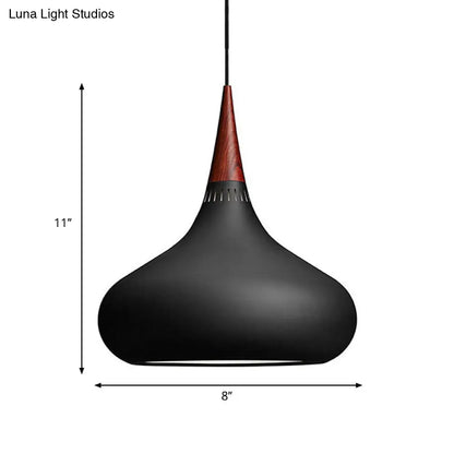 Nordic Teardrop Pendant Lighting - 8"/11"/12"W - Metal - 1 Light - Black/White/Pink