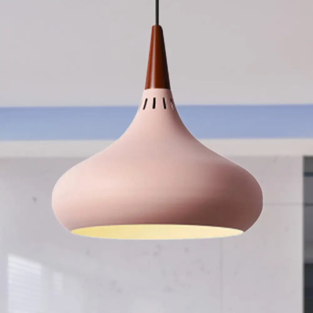 Nordic Teardrop Pendant Lighting - 8"/11"/12"W - Metal - 1 Light - Black/White/Pink