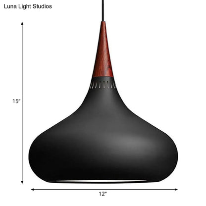 Nordic Teardrop Pendant Lighting - 8"/11"/12"W - Metal - 1 Light - Black/White/Pink