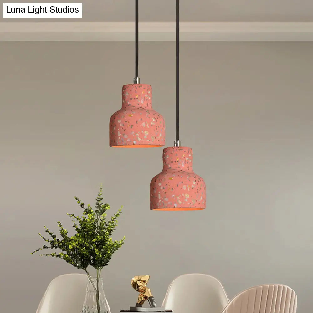 Nordic Terrazzo Hanging Lamp - Black/Red/Pink with Down Lighting Pendant - Perfect for Dining Table - 1 Bulb