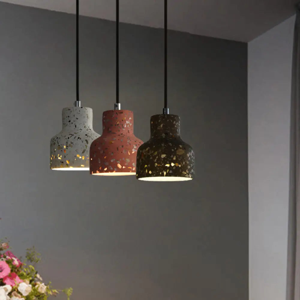 Nordic Terrazzo Hanging Lamp - Black/Red/Pink with Down Lighting Pendant - Perfect for Dining Table - 1 Bulb