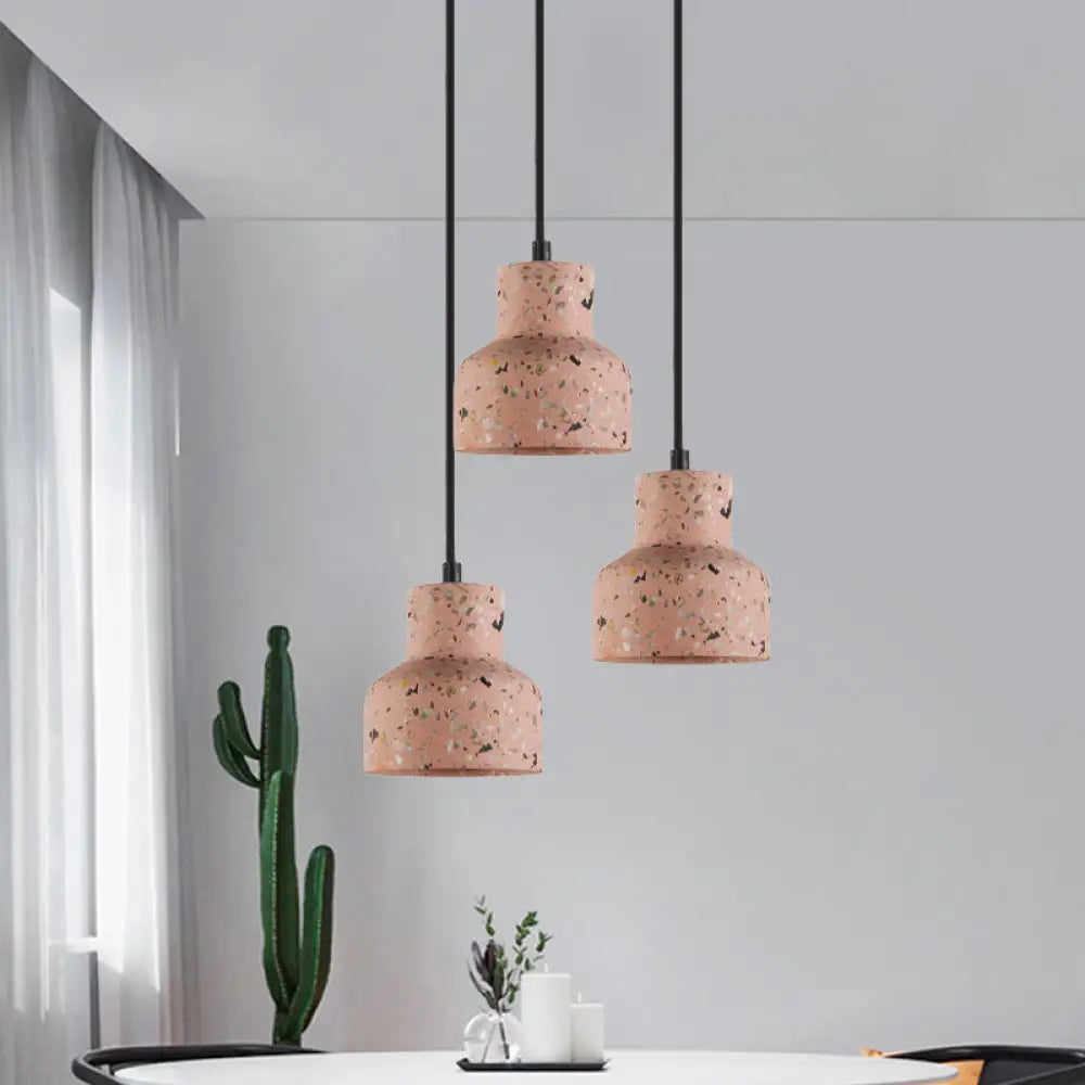 Nordic Terrazzo Hanging Lamp - Black/Red/Pink with Down Lighting Pendant - Perfect for Dining Table - 1 Bulb