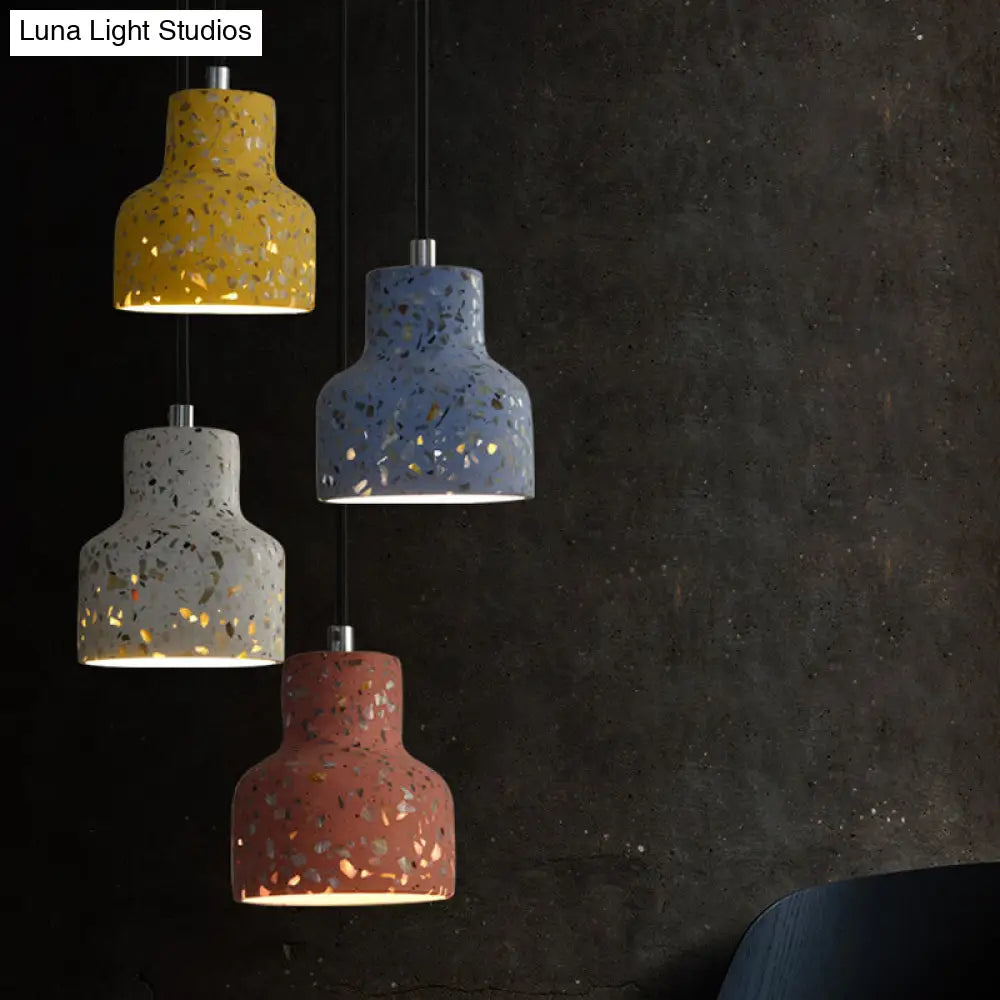 Nordic Terrazzo Hanging Lamp - Black/Red/Pink with Down Lighting Pendant - Perfect for Dining Table - 1 Bulb