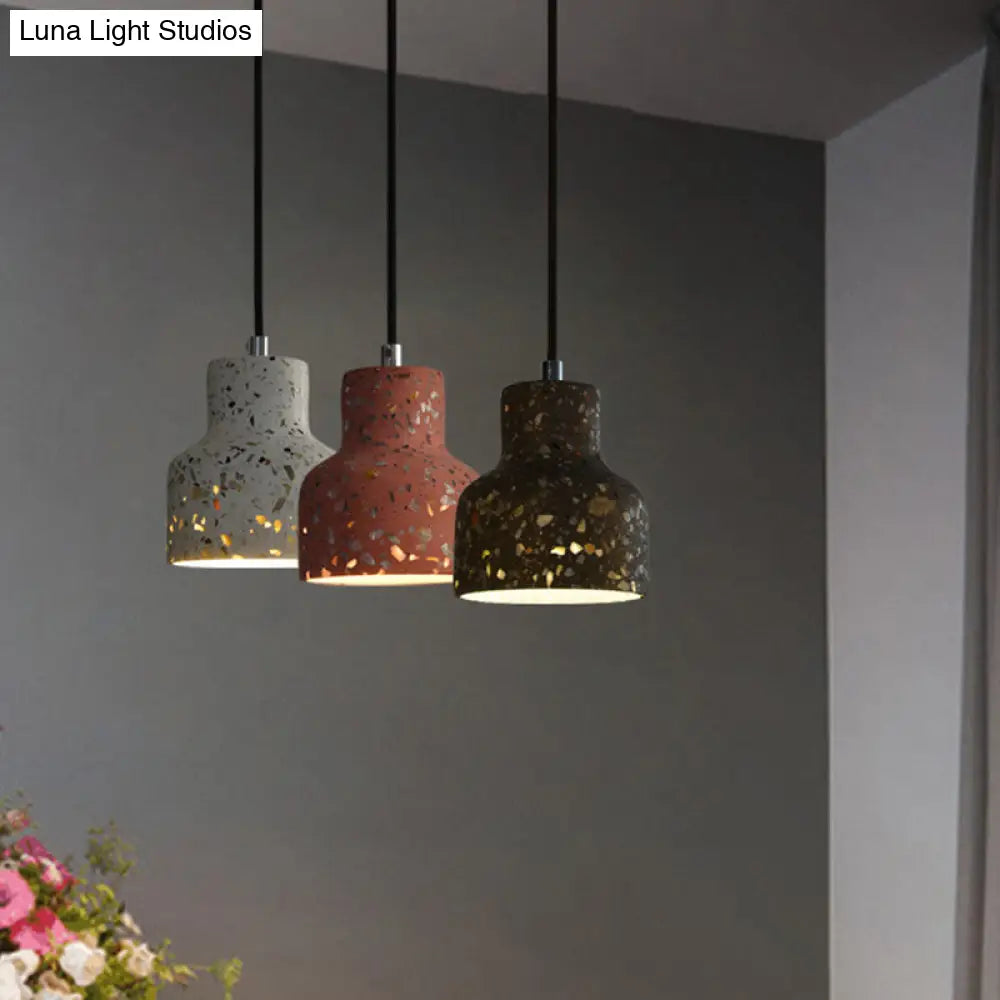 Nordic Terrazzo Hanging Lamp - Black/Red/Pink with Down Lighting Pendant - Perfect for Dining Table - 1 Bulb