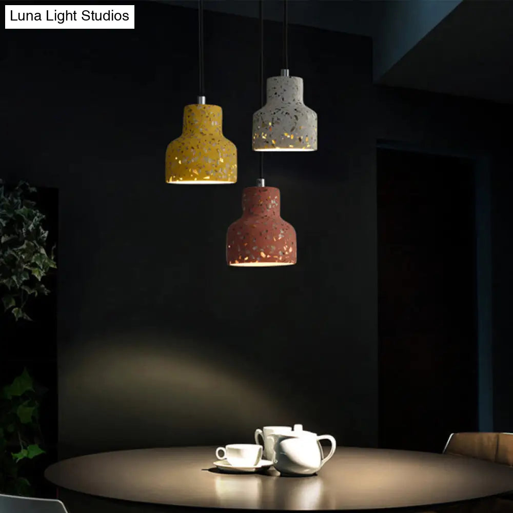 Nordic Terrazzo Hanging Lamp - Black/Red/Pink with Down Lighting Pendant - Perfect for Dining Table - 1 Bulb