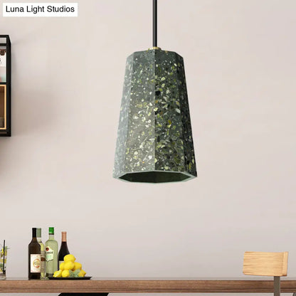 Nordic Terrazzo Pendant Light Kit - Polygon Ceiling Lamp with 1 Head in Black/Red/Green