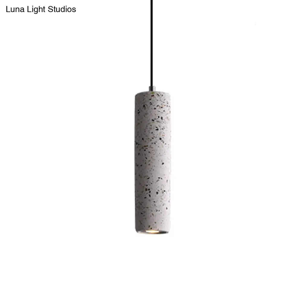 Nordic Terrazzo Tube Suspension Pendant Light with LED - Black/Red/Blue - Ideal for Dining Room