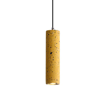 Nordic Terrazzo Tube Suspension Pendant Light with LED - Black/Red/Blue - Ideal for Dining Room