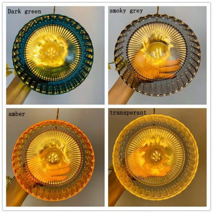 Nordic Vintage Brass and Colored Glass Pendant Light - Decorbites