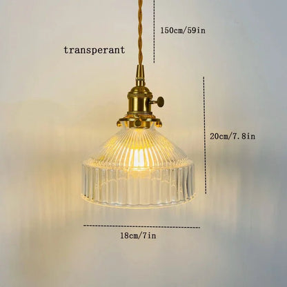 Nordic Vintage Brass and Colored Glass Pendant Light - Decorbites