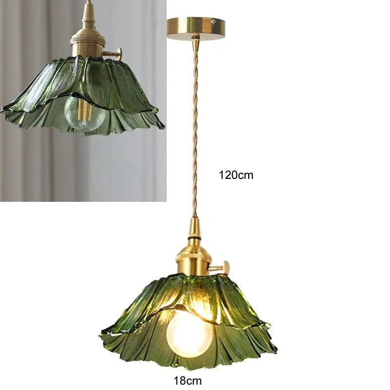 Nordic Vintage Flower Glass Pendant Light - Decorbites