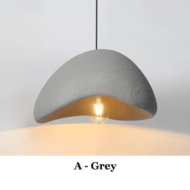 Nordic Wabi-Sabi White Or Gray Sculptural Pendant Light - Decorbites