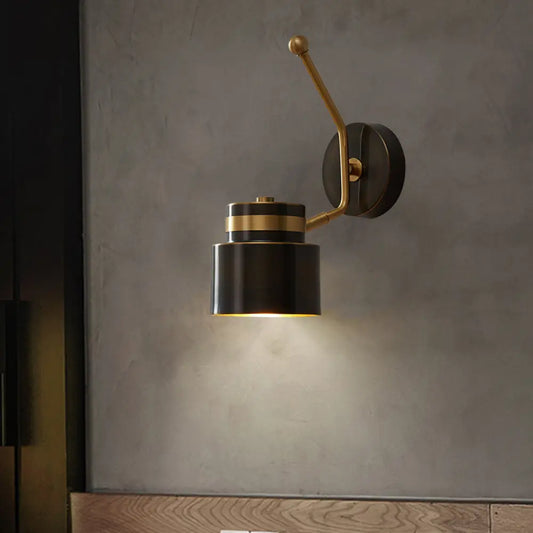 DecorBites™ DecorBites™ Nordic Wall Lamp with Adjustable Black Metallic Mount and Shade, 1-Bulb Cylinder Fixture