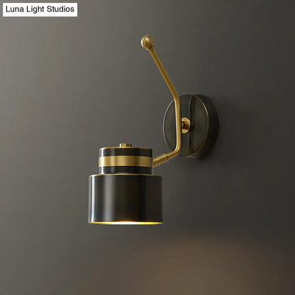DecorBites™ DecorBites™ Nordic Wall Lamp with Adjustable Black Metallic Mount and Shade, 1-Bulb Cylinder Fixture