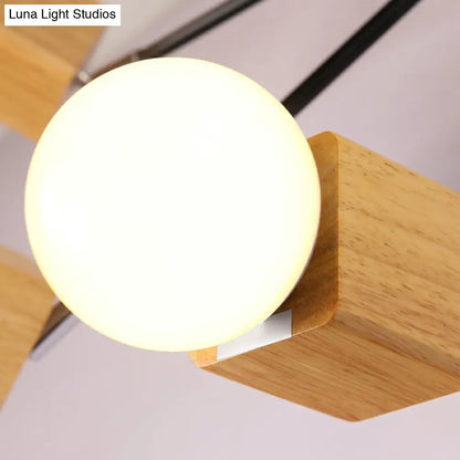 DecorBites™ DecorBites™ Nordic White and Beige Wooden Cube Semi Mount Flush Light with Open Bulb Design