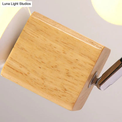 DecorBites™ DecorBites™ Nordic White and Beige Wooden Cube Semi Mount Flush Light with Open Bulb Design