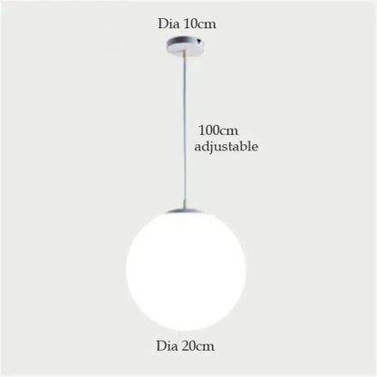 A nordic white glass ball pendant light with a frosted globe and chrome hardware for modern living spaces