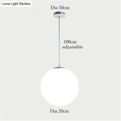 Decorbites nordic white glass ball pendant lights with frosted glass globe chrome hardware for modern living room