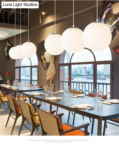 Decorbites nordic white glass ball pendant lights with white spherical glass balls for modern living room lighting