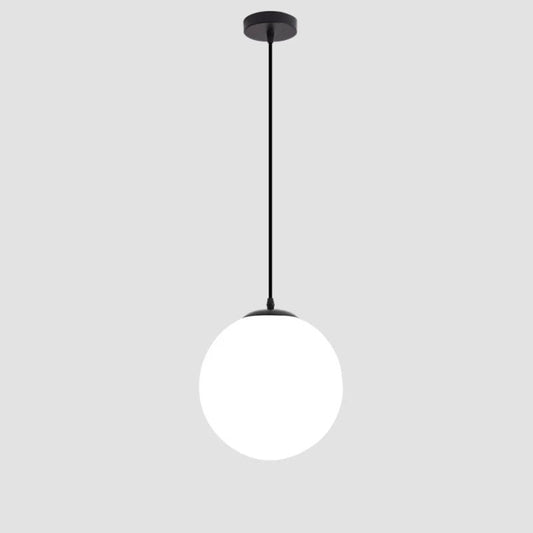 Nordic White Glass Globe Pendant Light With Iron Finish - Decorbites