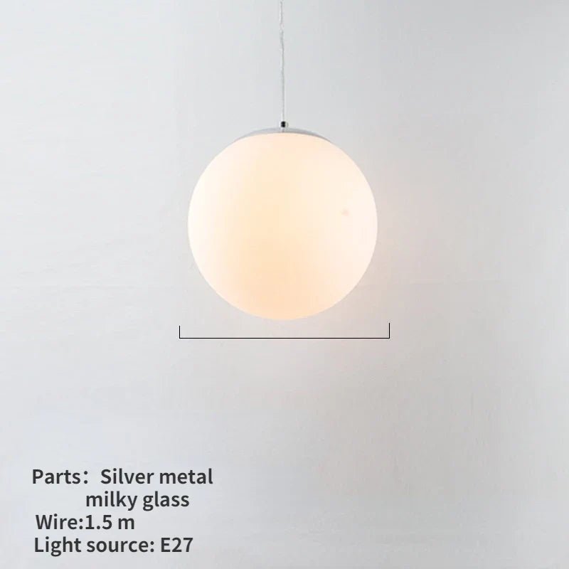 Nordic White Glass Globe Pendant Light With Iron Finish - Decorbites
