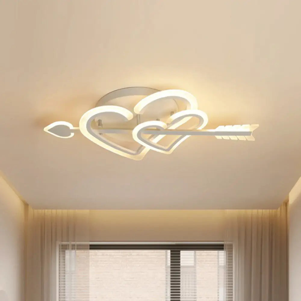 DecorBites™ DecorBites™ Nordic White Heart & Arrow LED Flush Mount for Bedroom Lighting