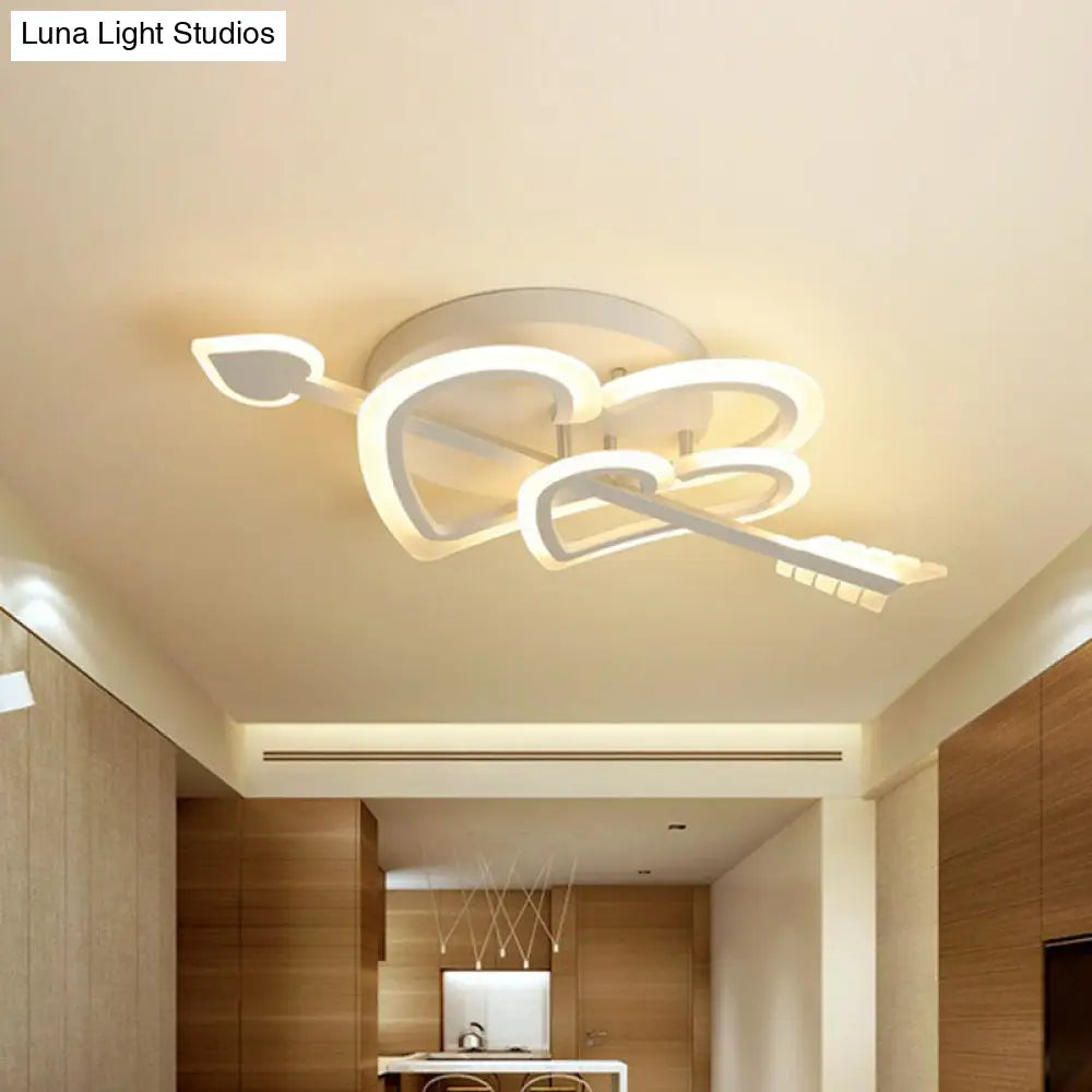 DecorBites™ DecorBites™ Nordic White Heart & Arrow LED Flush Mount for Bedroom Lighting
