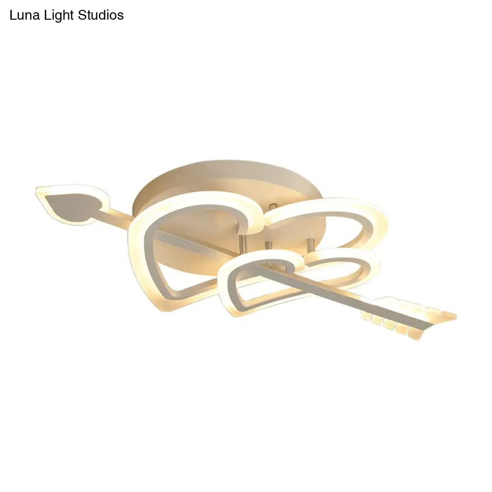 DecorBites™ DecorBites™ Nordic White Heart & Arrow LED Flush Mount for Bedroom Lighting