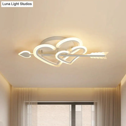 DecorBites™ DecorBites™ Nordic White Heart & Arrow LED Flush Mount for Bedroom Lighting