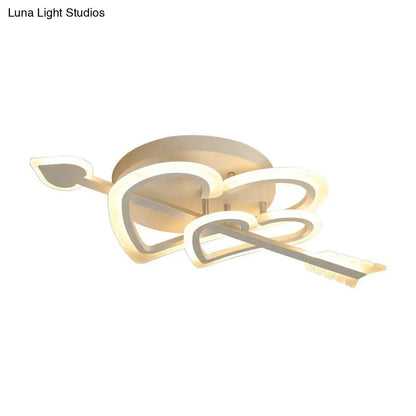 DecorBites™ DecorBites™ Nordic White Heart & Arrow LED Flush Mount for Bedroom Lighting