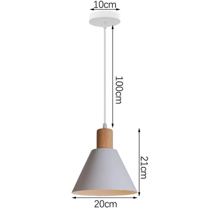 Nordic White Iron Pendant Light With Wood Accent - Decorbites