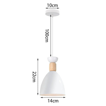 Nordic White Iron Pendant Light With Wood Accent - Decorbites