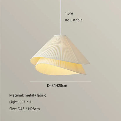 Nordic white pleated cream fabric led pendant chandelier with metal frame and adjustable cord for bedroom lighting decorbites cream fabric