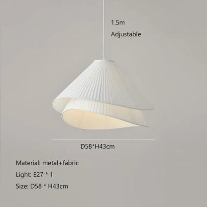 Nordic white pleated cream fabric led pendant chandelier with metal frame for bedroom decorbites cream fabric lighting