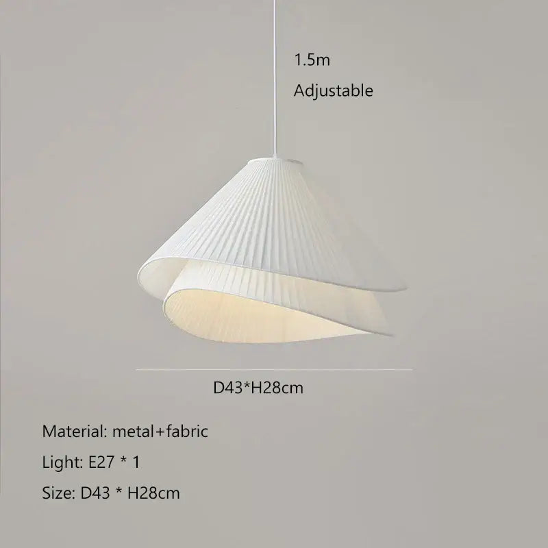 Nordic white pleated cream fabric led pendant chandelier with metal frame ideal for bedroom decorbites cream fabric lighting
